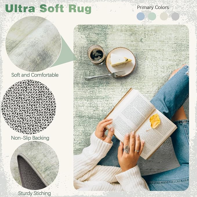 5x7 Area Rugs for Living Room: Washable Rug Modern Abstract Neutral Soft Rugs - Image 4