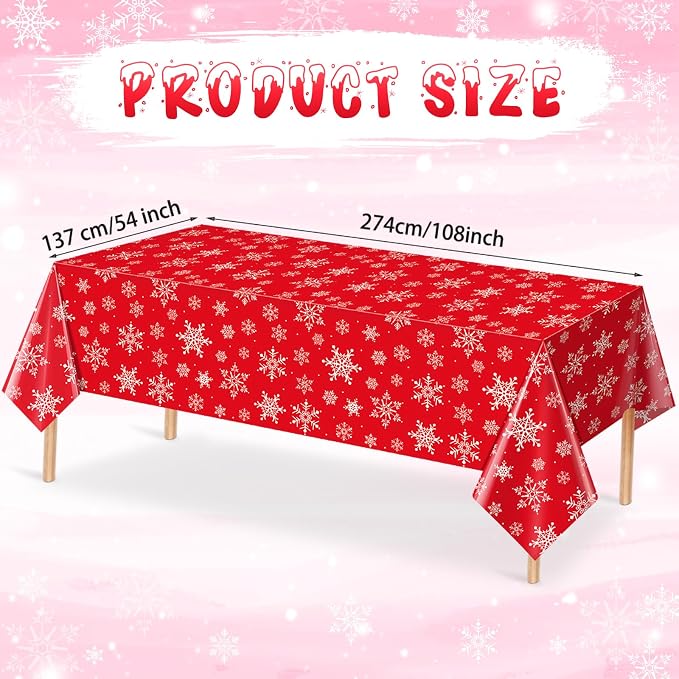 Jectivs 6 Pieces Christmas Snowflake Plastic Party Tablecloth Decorations - Image 2