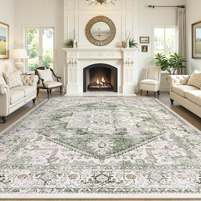 LIVEBOX Green 10x14 Area Rugs, Soft Extra Large Area Rug by LIVEBOX