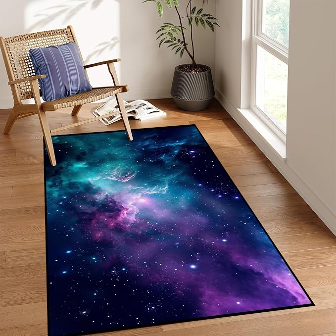 2'7" x 3'11" Galaxy Area Rug Dark Blue Outer Space Doormat - Image 6