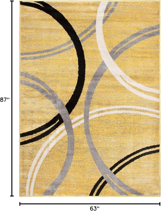 Rugshop Wavy Circles Design Area Rug, Carpet - Image 2