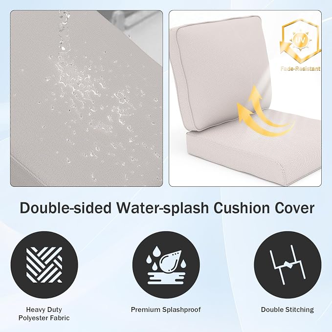 Outdoor Chair Cushions 23" x 24" x 4", Patio Deep Seat Replacement Cushions Set - Image 10