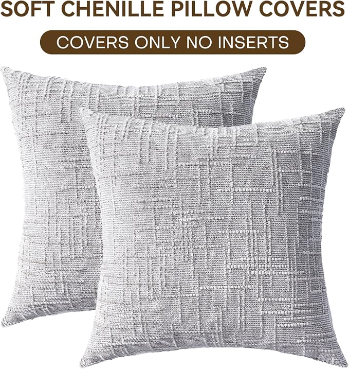 Decorative Throw Pillow Covers 20x20 Inch Set of 2, Soft Solid Farmhouse - Image 4