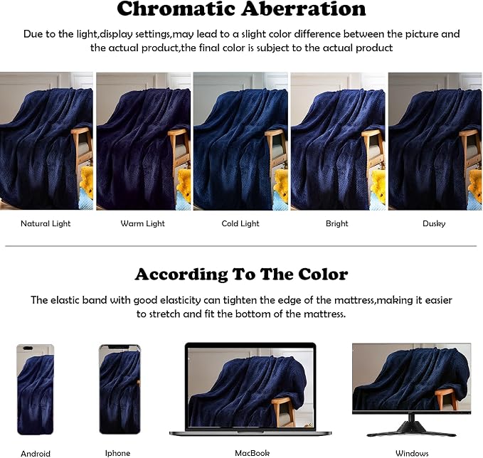 NEWCOSPLAY Super Soft Queen Blanket Dark Navy Premium Silky Flannel Fleece - Image 6