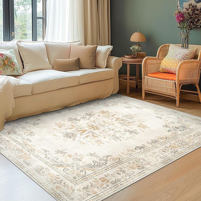 jinchan Vintage Floral 4x6 Area Rugs by JINCHAN