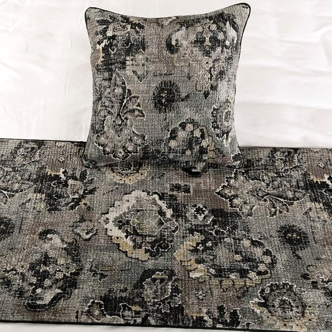 The HomeCentric Luxury Black & Grey Queen 74 x 18 inch Bed Runner - Image 5