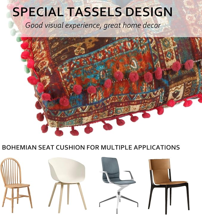 Bohemian Seat Cushion，Indoor & Outdoor 16.5" x 16.5" Seating Cushion - Image 5