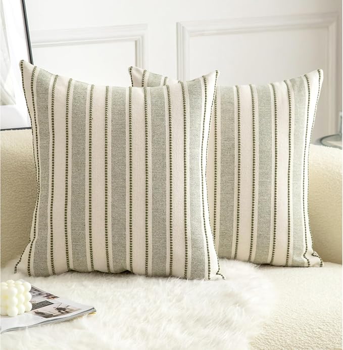 Decorative Boho Throw Pillow Covers, Farmhouse Textured Pillow Case, 18 x 18 by Cethom