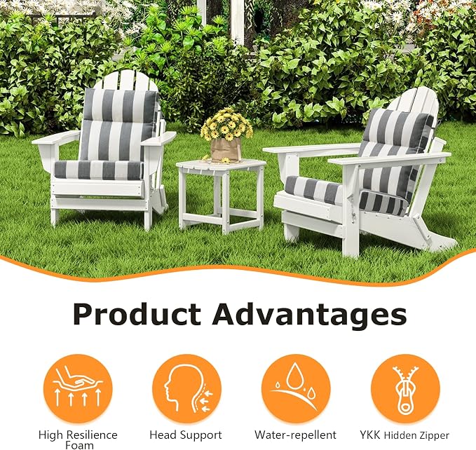 Outdoor High Back Chair Cushion Seat Pads, 44 x 21 Inch Water-Repellent & - Image 2