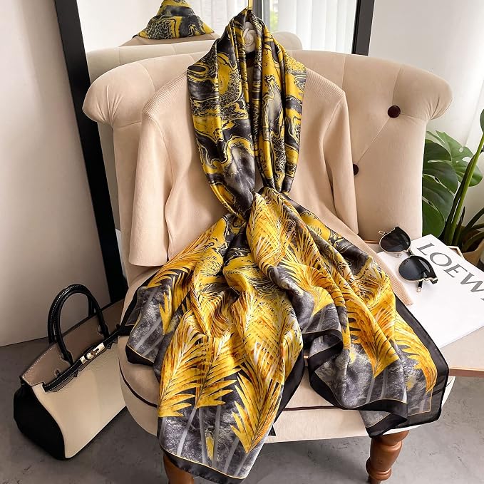 Fashion Scarves Scarf 100% Silk Feeling Scarf Silk Like Scarves Long - Image 3