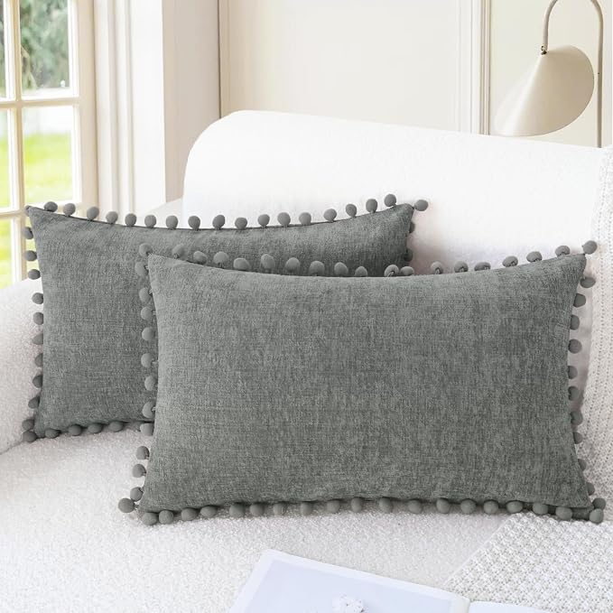 CaliTime Throw Pillow Covers Decorative 20 X 12 Inches Pack of 2 Cozy Solid by CaliTime