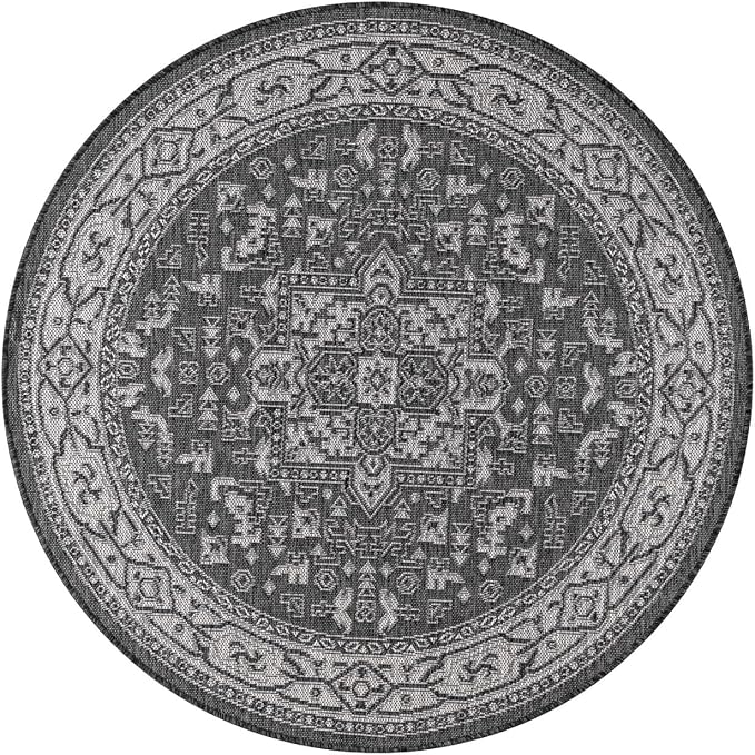 Keen Home Design Terrace Outdoor Round Rug - 5ft Round Washable Indoor/Outdoor - Image 3
