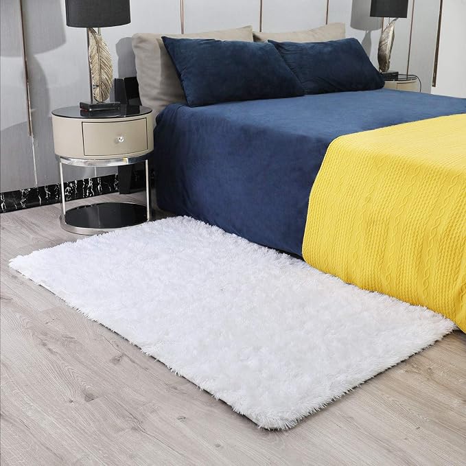 Ophanie White Rugs for Bedroom Fluffy, Girls Kids Baby Shaggy Shag Fuzzy Soft - Image 3