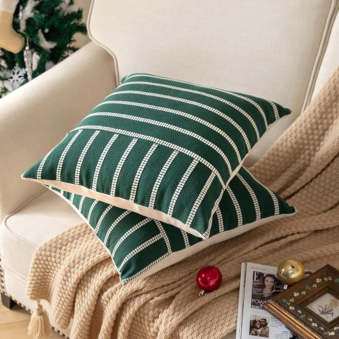 Boho Throw Pillow Covers 20x20 Set of 2 Soft Farmhouse Decorative Couch Pillow - Image 4