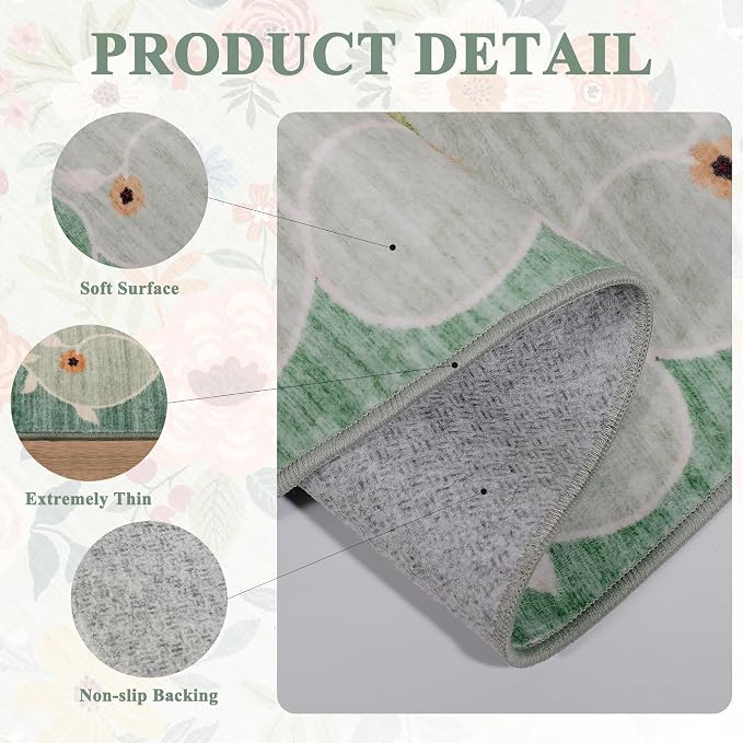 DUKINO 9x12 Area Rug, Floral Rugs - Image 5