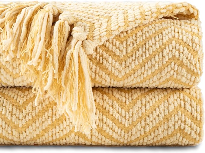 BATTILO HOME Gold Throw Blanket by BATTILOHOME