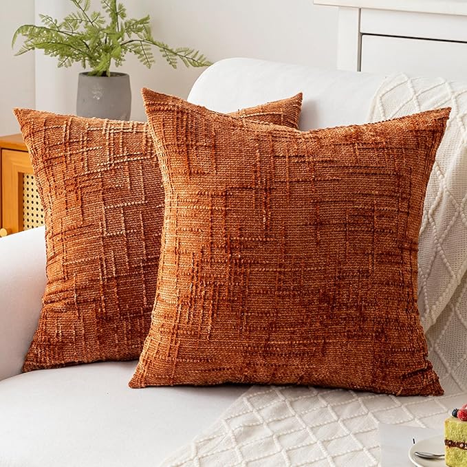 Decorative Throw Pillow Covers 16x16 Inch Set of 2, Soft Solid Farmhouse by ZSkogur