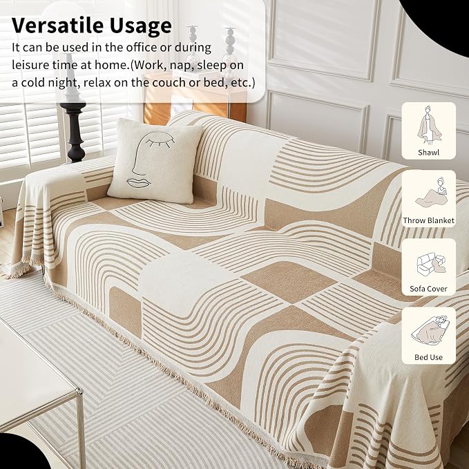 Boho Couch Cover Sofa Covers Washable, Chenille Couch Covers - Image 5