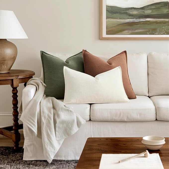 MIULEE Decorative Pillow Covers 22x22, 2 Pack Boho Farmhouse Neutral Throw - Image 5
