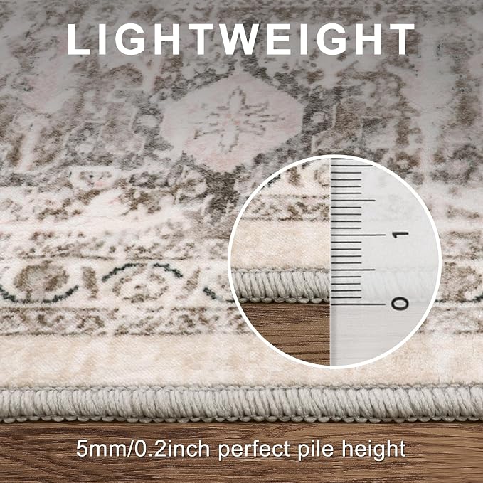 LIVEBOX 5x7 Area Rugs for Living Room, Washable Nursery Beige Neutral Boho Rug - Image 4