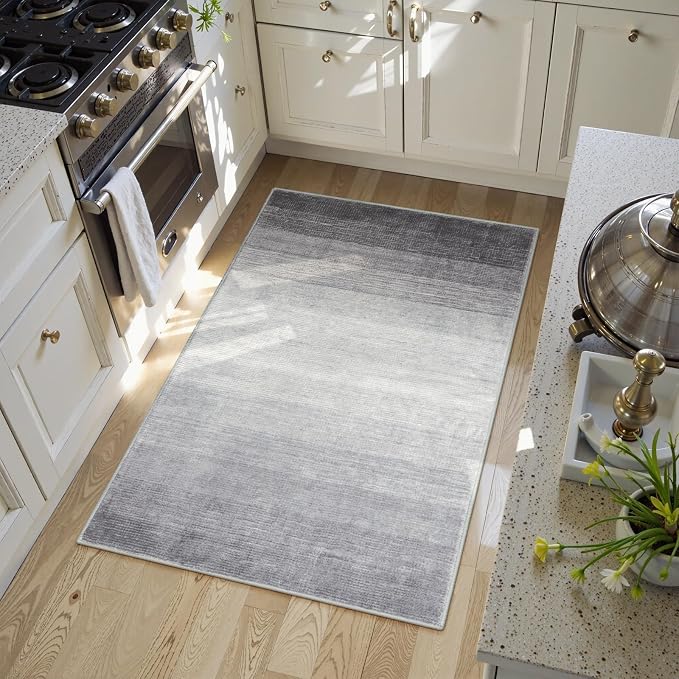 Wonnitar Modern Ombre Small 2x3 Entryway Rug, Washable Grey Front Door Mat - Image 5