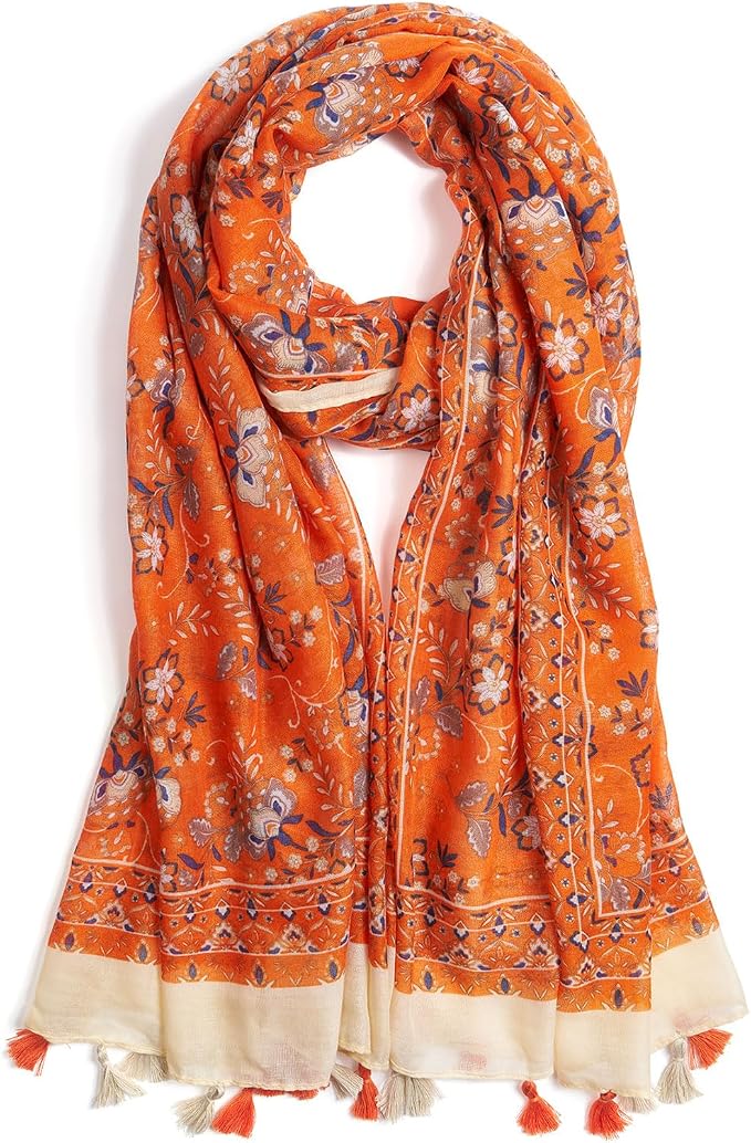 Scarf for Women Lightweight Soft Floral Leopard Printed Scarves Fall Winter by QIUTIMIY