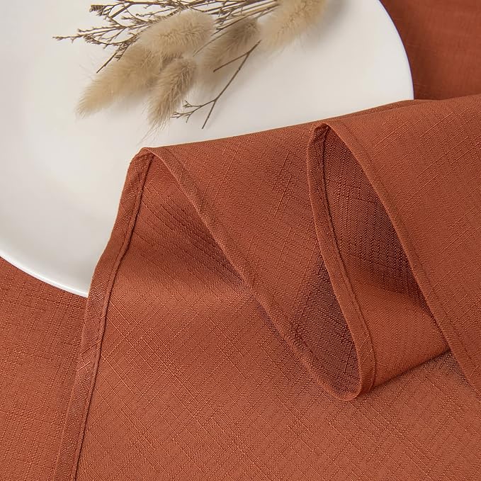 maxmill Round Slubby Textured Tablecloth Spill-Proof Wrinkle Free Soft Jacquard - Image 8