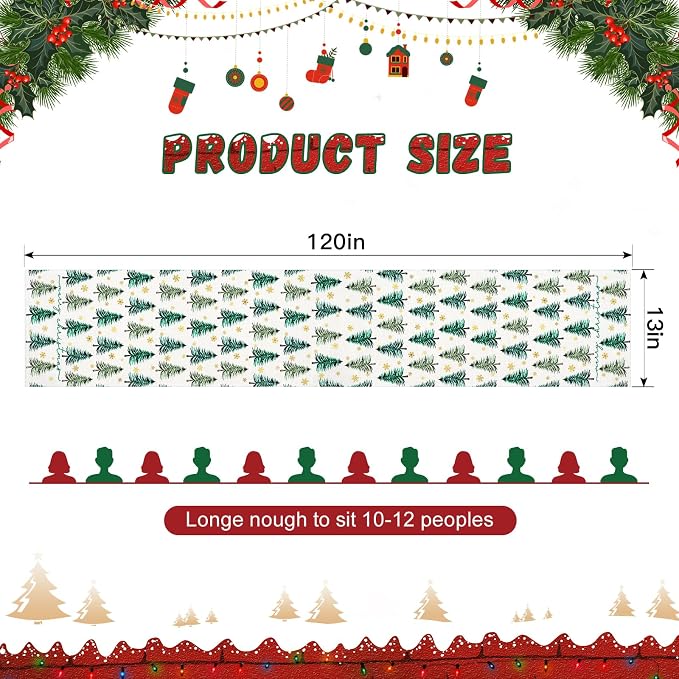 OTOSTAR Golden Snowflake Christmas Tree Merry Christmas Table Runner, Xmas - Image 5