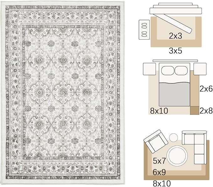 jinchan Floral 3x5 Area Rugs for Entryway - Image 2