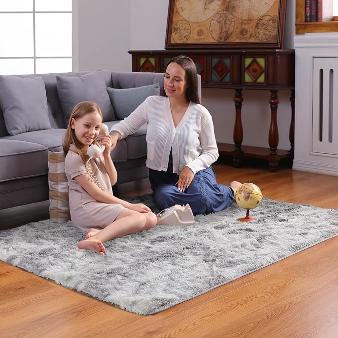 Ophanie 4x6 Tie-Dyed Grey&White Area Rugs - Image 3