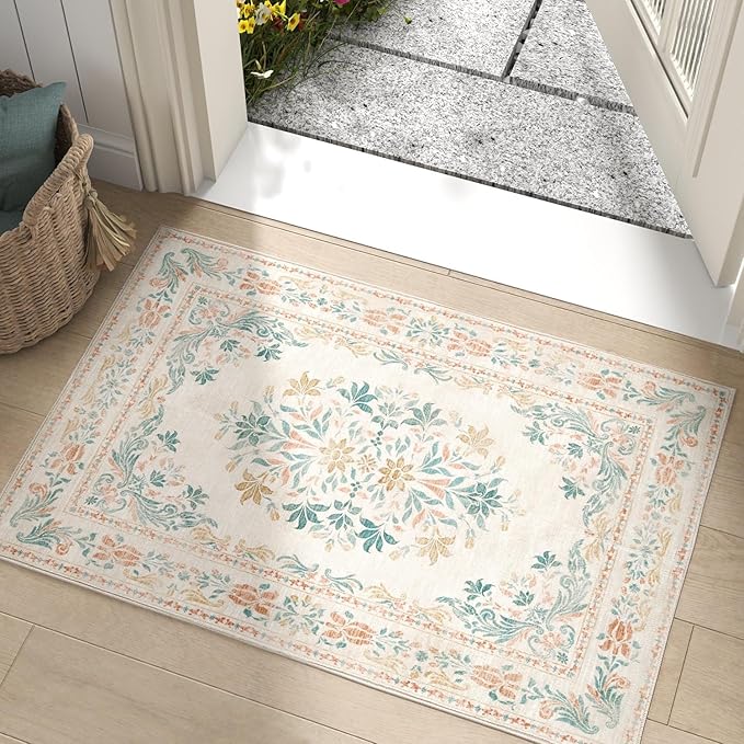 jinchan Spring Floral 2x3 Rugs for Entryway by JINCHAN