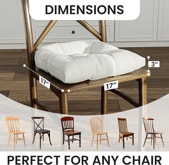 Klear Vu Gripper Overstuffed Universal Non-Slip Dining Chair Cushions - Image 4