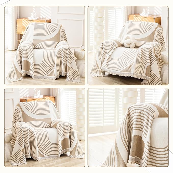 Boho Chenille Couch Cover with Tassels, Bohemian Sofa Cover - Image 2