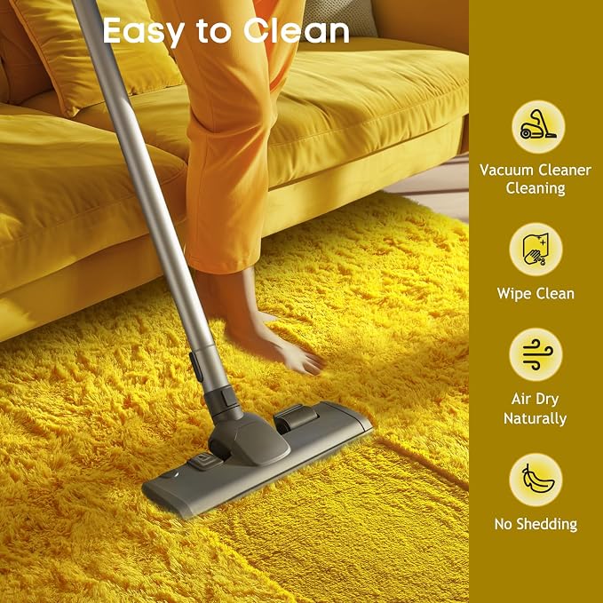 Ophanie Yellow Rugs for Living Room Bedroom, 5x8 Fluffy Fuzzy Furry Carpet - Image 6