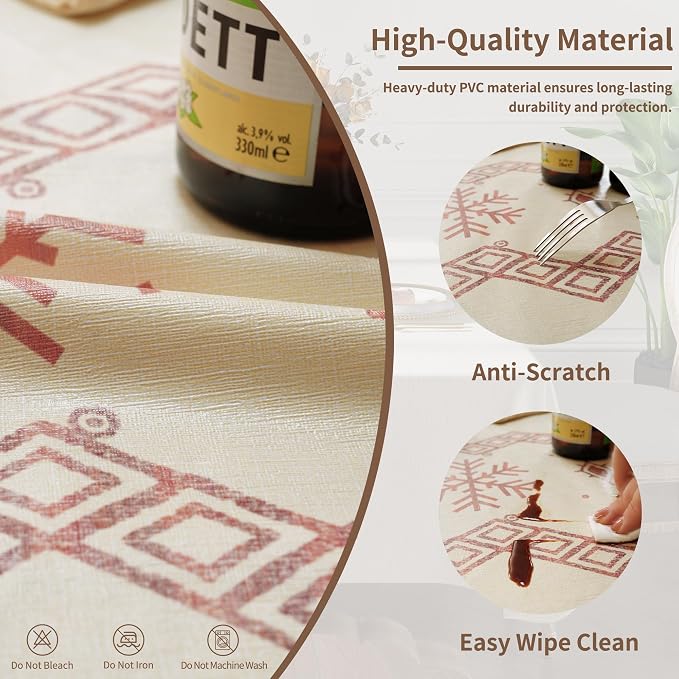 Square Table Cloth, 100% Waterproof Tablecloth Oil Proof Spill Proof Vinyl - Image 3