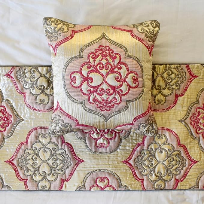 The HomeCentric King/Queen/Twin Pink Designer Queen 74"x18" Bed Runner - Image 3