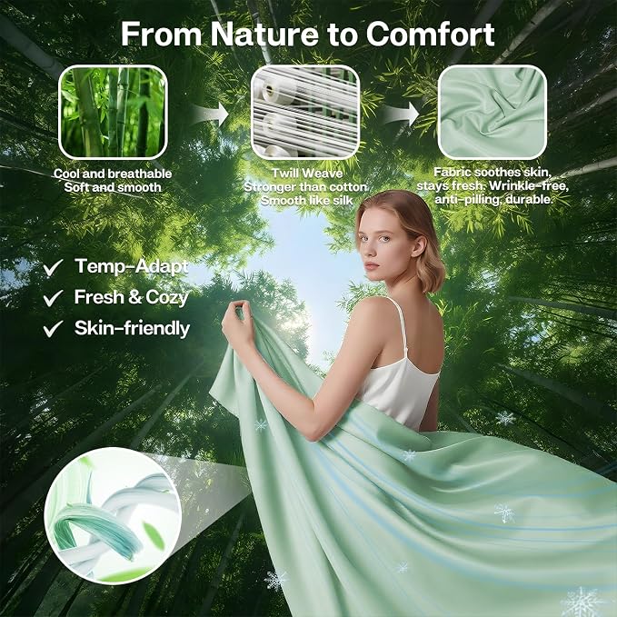 MR&HM Full Fitted Sheet Only, Ultra-Soft Rayon Derived from Bamboo & Polyester - Image 2