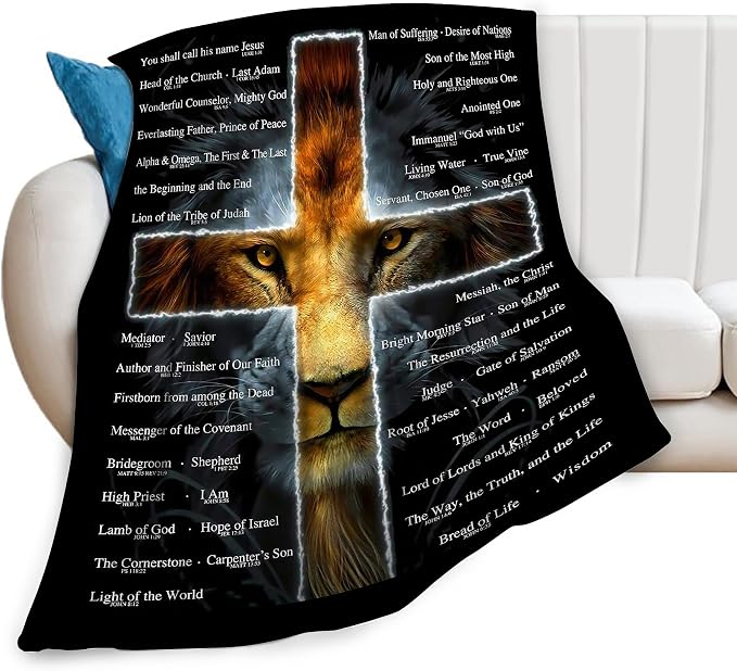 Christian Lion Scripture Jesus Throw Blanket by citari