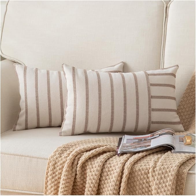 Caflife Boho Throw Pillow Covers 12x20 Set of 2 Soft Farmhouse Decorative Couch by Caflife