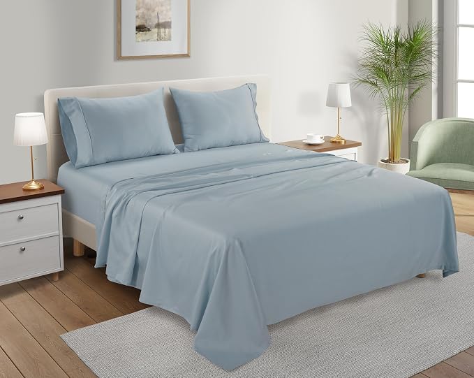 100% Organic Cotton Sheets King Size, 4 Piece Breathable Bed Sheet Set - Image 3