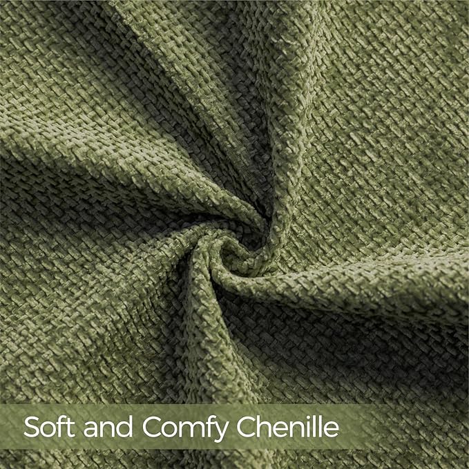 a moment Olive Green Chenille Throw Pillow Covers 20x20 Inch Pack of 2 Modern - Image 3