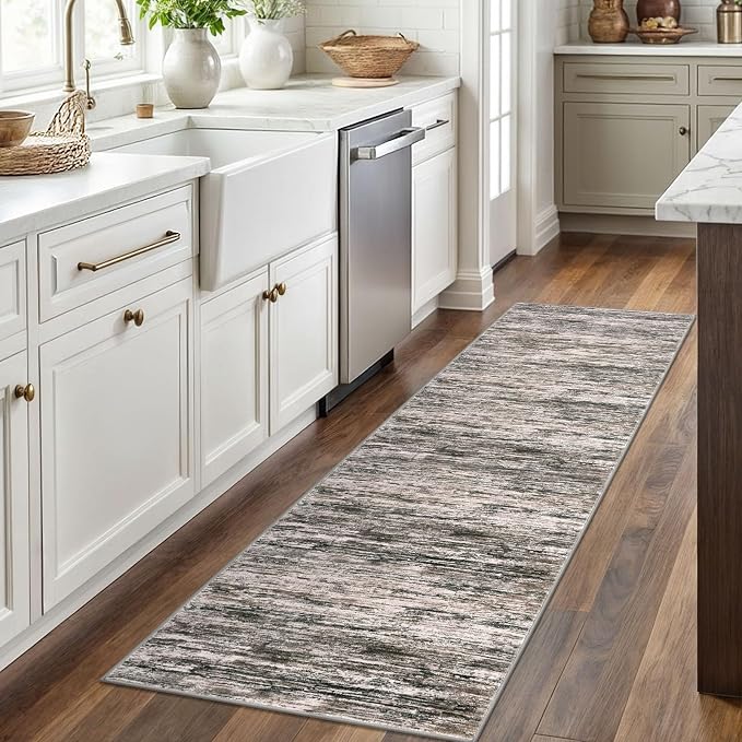 2x6 Modern Abstract Runner Rug for Hallways, Non-Shedding Washable Rug for - Image 2