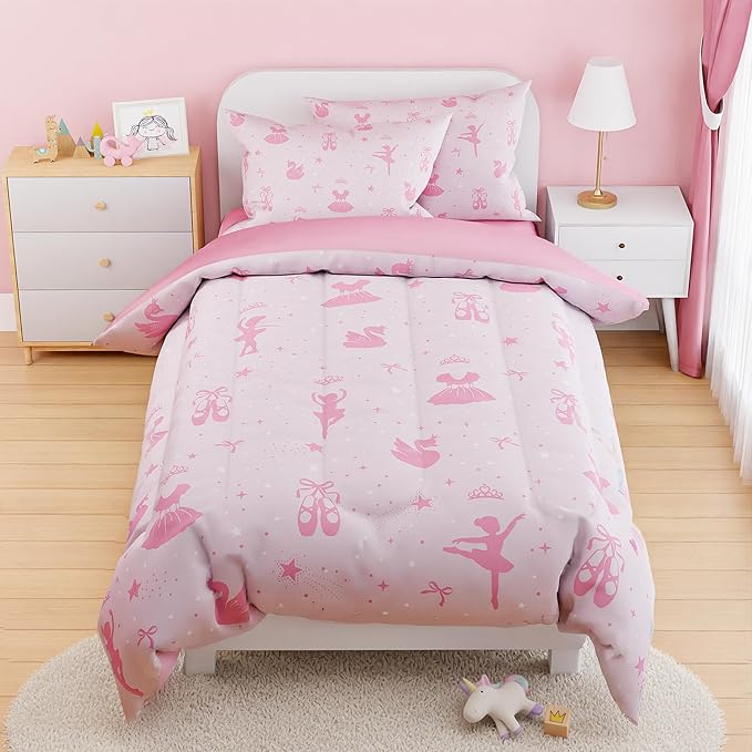 SANDJEST Ballerina Comforter Set Twin Size 68x86in by SANDJEST