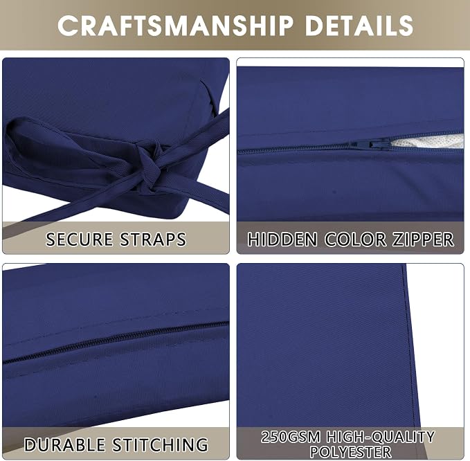 Outdoor Seat Cushion Set 24 x 24 In, Water-Resistant & Fade-Resistan, Patio - Image 6