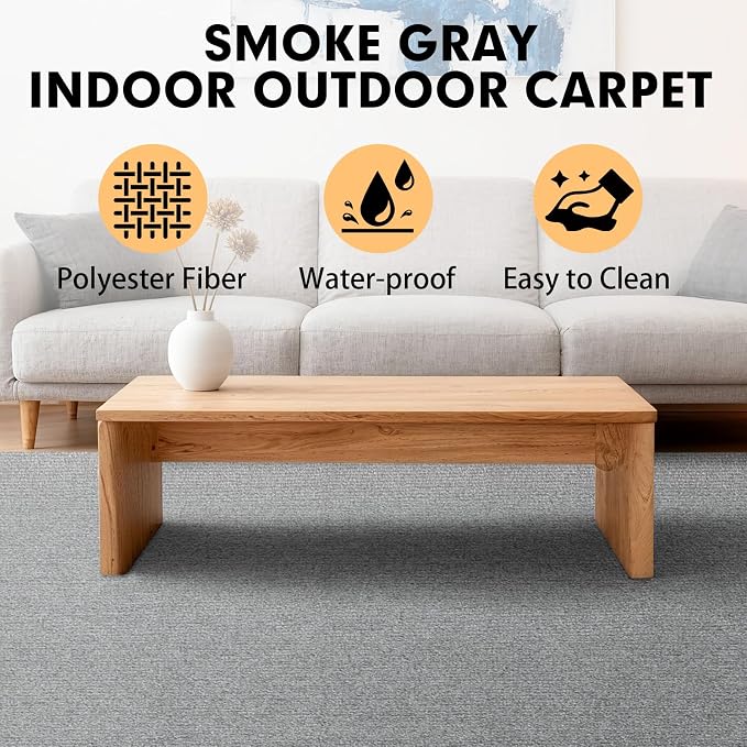 Marine Carpet, 6 FT x 14 FT Smoke Gray Indoor Outdoor Carpet 0.2" Thick Boat - Image 3