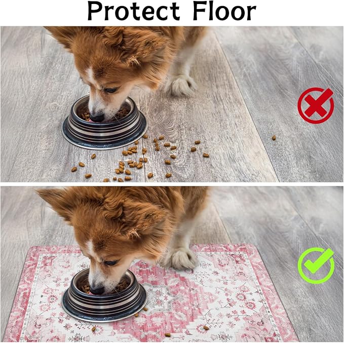 Pet Food Mats for Floor, Absorbent Dog Mat for Food and Water Dispenser Mat - Image 3