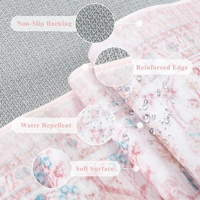 LIVEBOX Pink Washable Area Rug 5x7 - Image 7