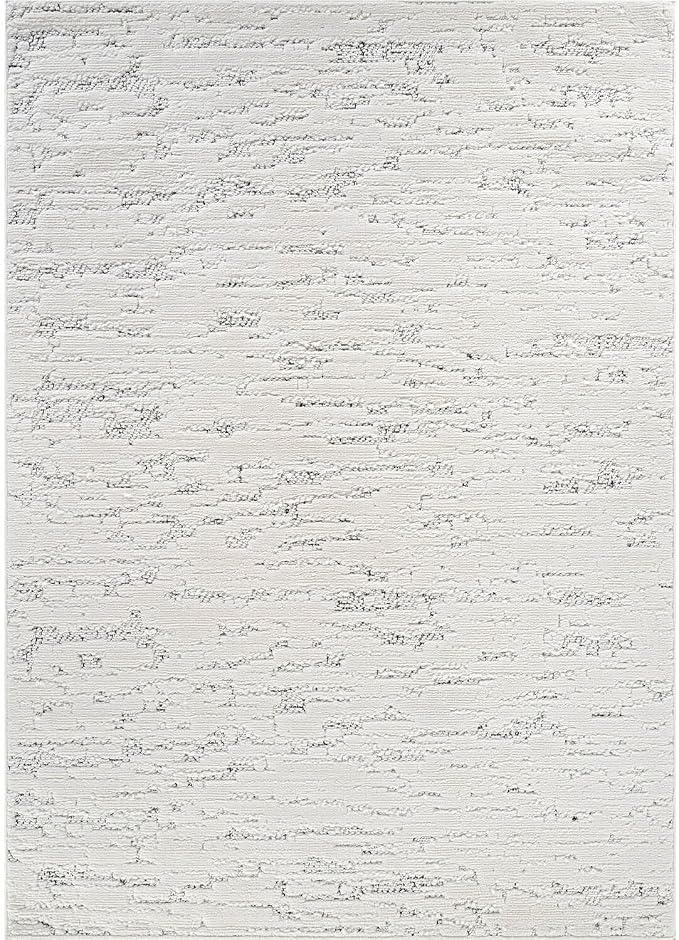 Beverly Rug Micro Loop Area Rug White/Gray 6x9 Abstract Modern Luxury - Image 2