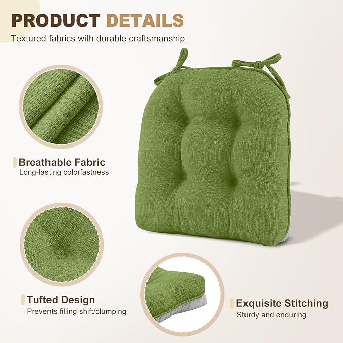 downluxe Indoor Chair Cushions for Dining Chairs, Tufted Overstuffed Textured - Image 5
