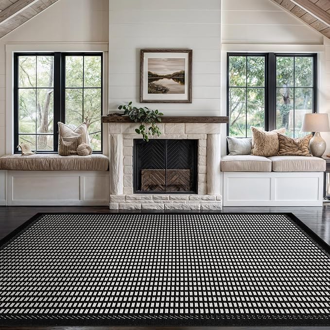 Beverly Rug Micro Loop Area Rug Black/White 8x10 Geometric Modern Luxury Zebra - Image 5